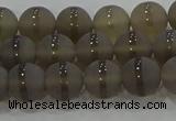 CAG9344 15.5 inches 8mm round matte grey agate beads wholesale