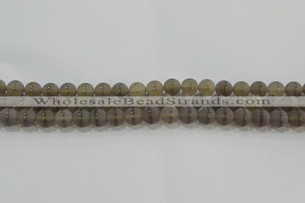 CAG9344 15.5 inches 8mm round matte grey agate beads wholesale