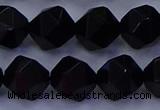 CAG9354 15.5 inches 12mm faceted nuggets black agate beads