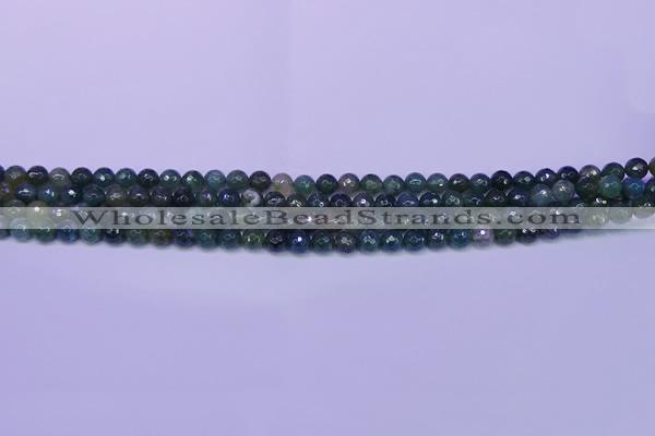 CAG9360 15.5 inches 4mm faceted round moss agate beads wholesale