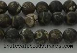 CAG9381 15.5 inches 6mm round matte turritella agate beads