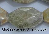 CAG9440 22*30mm - 25*35mm faceted freeform chrysanthemum agate beads