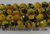 CAG9451 15.5 inches 6mm faceted round fire crackle agate beads