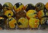 CAG9453 15.5 inches 10mm faceted round fire crackle agate beads