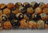 CAG9456 15.5 inches 6mm faceted round fire crackle agate beads