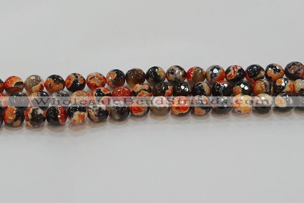 CAG9458 15.5 inches 10mm faceted round fire crackle agate beads