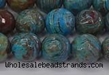 CAG9483 15.5 inches 10mm faceted round blue crazy lace agate beads