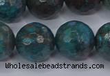 CAG9486 15.5 inches 16mm faceted round blue crazy lace agate beads