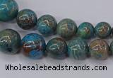 CAG9490 15.5 inches 6mm - 16mm round blue crazy lace agate beads