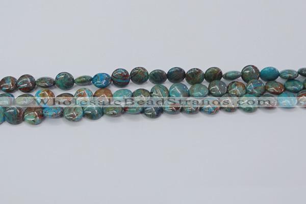 CAG9513 15.5 inches 10mm flat round blue crazy lace agate beads