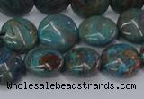 CAG9514 15.5 inches 12mm flat round blue crazy lace agate beads