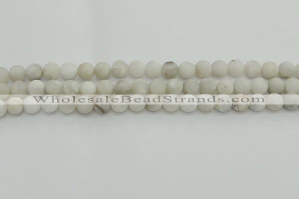 CAG9702 15.5 inches 8mm round matte grey agate beads wholesale