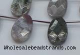 CAG9746 Top drilled 13*22mm faceted flat teardrop Indian agate beads