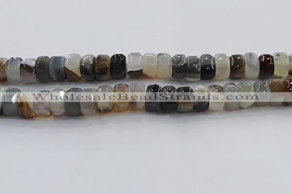 CAG9775 15.5 inches 8*16mm faceted rondelle agate gemstone beads