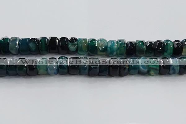 CAG9784 15.5 inches 8*16mm faceted rondelle agate gemstone beads