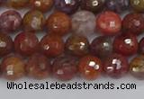 CAG9845 15.5 inches 4mm faceted round red moss agate beads