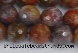 CAG9848 15.5 inches 10mm faceted round red moss agate beads