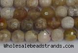 CAG9853 15.5 inches 6mm faceted round ocean fossil agate beads