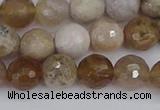 CAG9854 15.5 inches 8mm faceted round ocean fossil agate beads