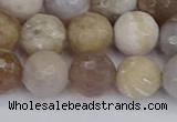 CAG9855 15.5 inches 10mm faceted round ocean fossil agate beads