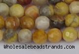 CAG9869 15.5 inches 6mm faceted round yellow crazy lace agate beads