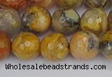 CAG9871 15.5 inches 10mm faceted round yellow crazy lace agate beads