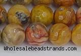 CAG9872 15.5 inches 12mm faceted round yellow crazy lace agate beads