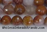 CAG9912 15.5 inches 8mm faceted round red moss agate beads