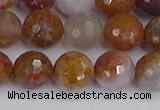 CAG9913 15.5 inches 10mm faceted round red moss agate beads