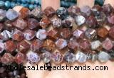 CAG9990 15.5 inches 12mm faceted nuggets red lightning agate beads