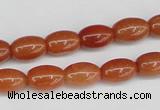 CAJ150 15.5 inches 8*12mm rice red aventurine jade beads