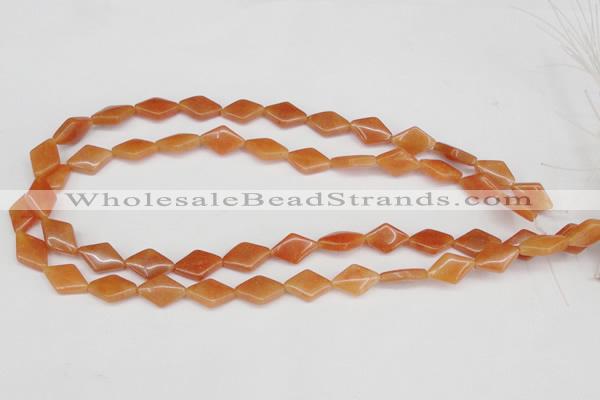 CAJ153 15.5 inches 10*15mm rhombic red aventurine jade beads