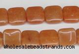 CAJ155 15.5 inches 12*12mm square red aventurine jade beads