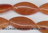 CAJ165 15.5 inches 15*30mm marquise red aventurine jade beads