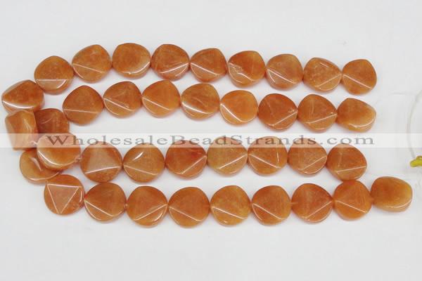 CAJ170 15.5 inches 20mm faceted coin red aventurine jade beads