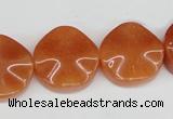 CAJ171 15.5 inches 20mm wavy coin red aventurine jade beads