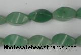 CAJ310 15.5 inches 8*16mm twisted tetrahedron green aventurine jade beads