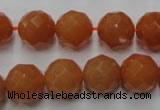 CAJ365 15.5 inches 14mm faceted round red aventurine beads wholesale