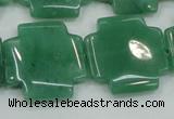 CAJ58 15.5 inches 25*25mm cross green aventurine jade beads wholesale