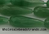 CAJ708 15.5 inches 10*30mm faceted teardrop green aventurine beads