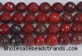 CAJ758 15.5 inches 4mm faceted round apple jasper beads