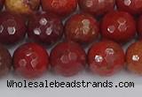 CAJ761 15.5 inches 10mm faceted round apple jasper beads