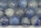 CAJ825 15 inches 6mm faceted round blue aventurine beads