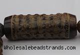 CAL01 14.5 inches 20*60mm carved drum agalmatolite beads