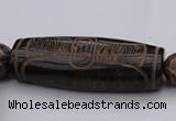 CAL04 14.5 inches 25*60mm carved drum agalmatolite beads