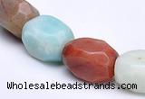 CAM10 10*14mm faceted pebble natural amazonite beads Wholesale