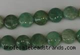 CAM1015 15.5 inches 10mm flat round natural Russian amazonite beads