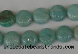 CAM1017 15.5 inches 12mm flat round natural Russian amazonite beads