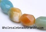 CAM11 faceted pebble 7*12mm natural amazonite beads Wholesale