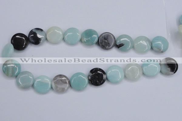 CAM123 15.5 inches 20mm flat round amazonite gemstone beads